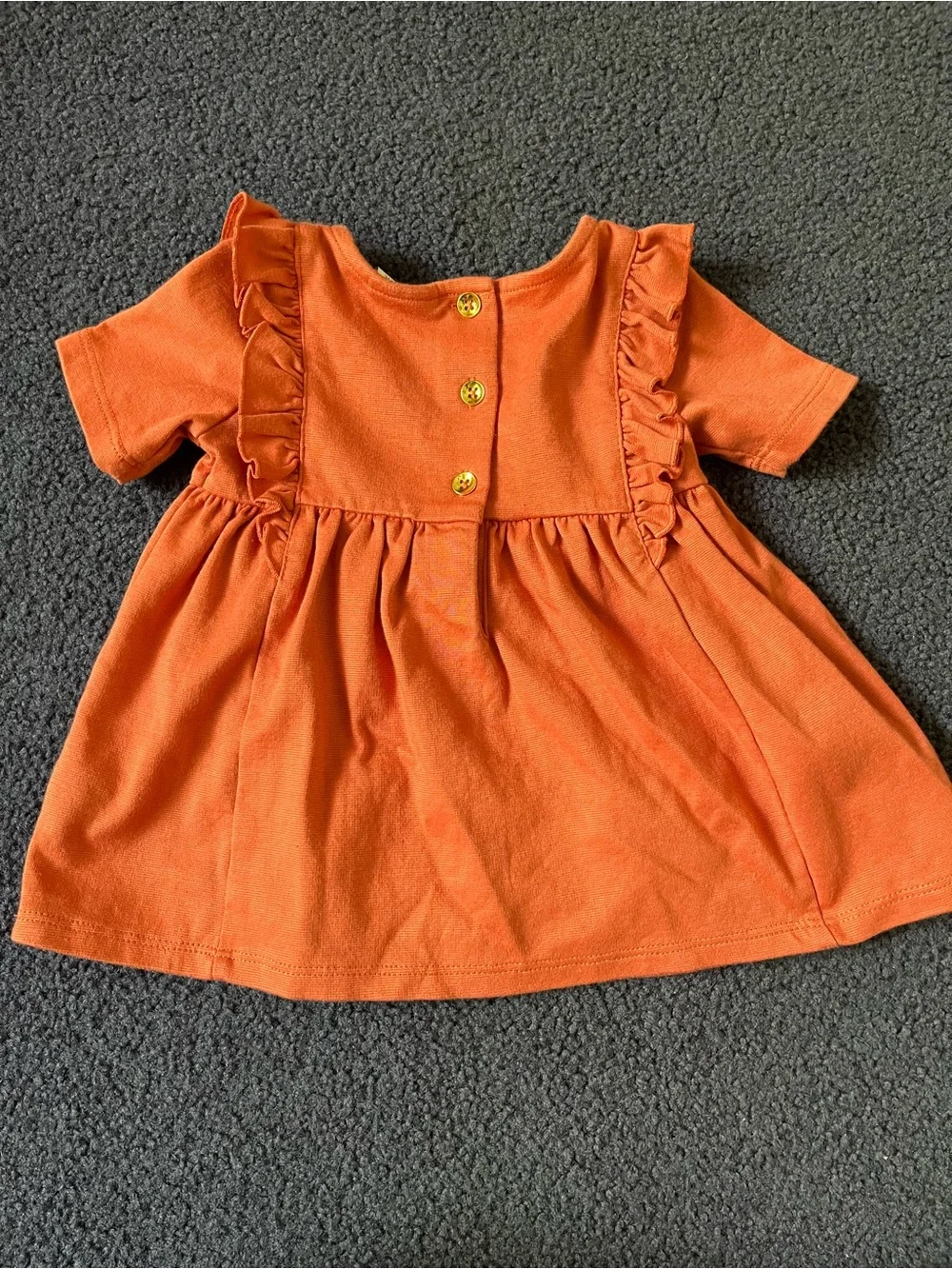 Rachel Zoe Burnt Orange Crochet Yoke Baby Dress